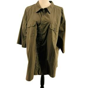 Dickies Button Front Short Sleeve Ripstop Shirt Green Mens 3XL